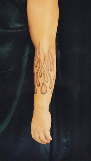 Flames Fire Shaded Arm Tattoo