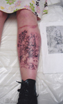 Leg-Story-Book-Fantasy-Shaded-Black-and-White-Tattoo