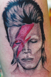 David Bowie Portrait-Man-Red-Lightning-Bolt-Tattoo